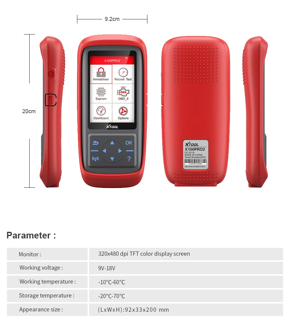 Xtool X100 Pro2 Автомобильное устройство для чтения кодов, сканер, программист ключей, ECU, исправление ошибок, диагностический инструмент