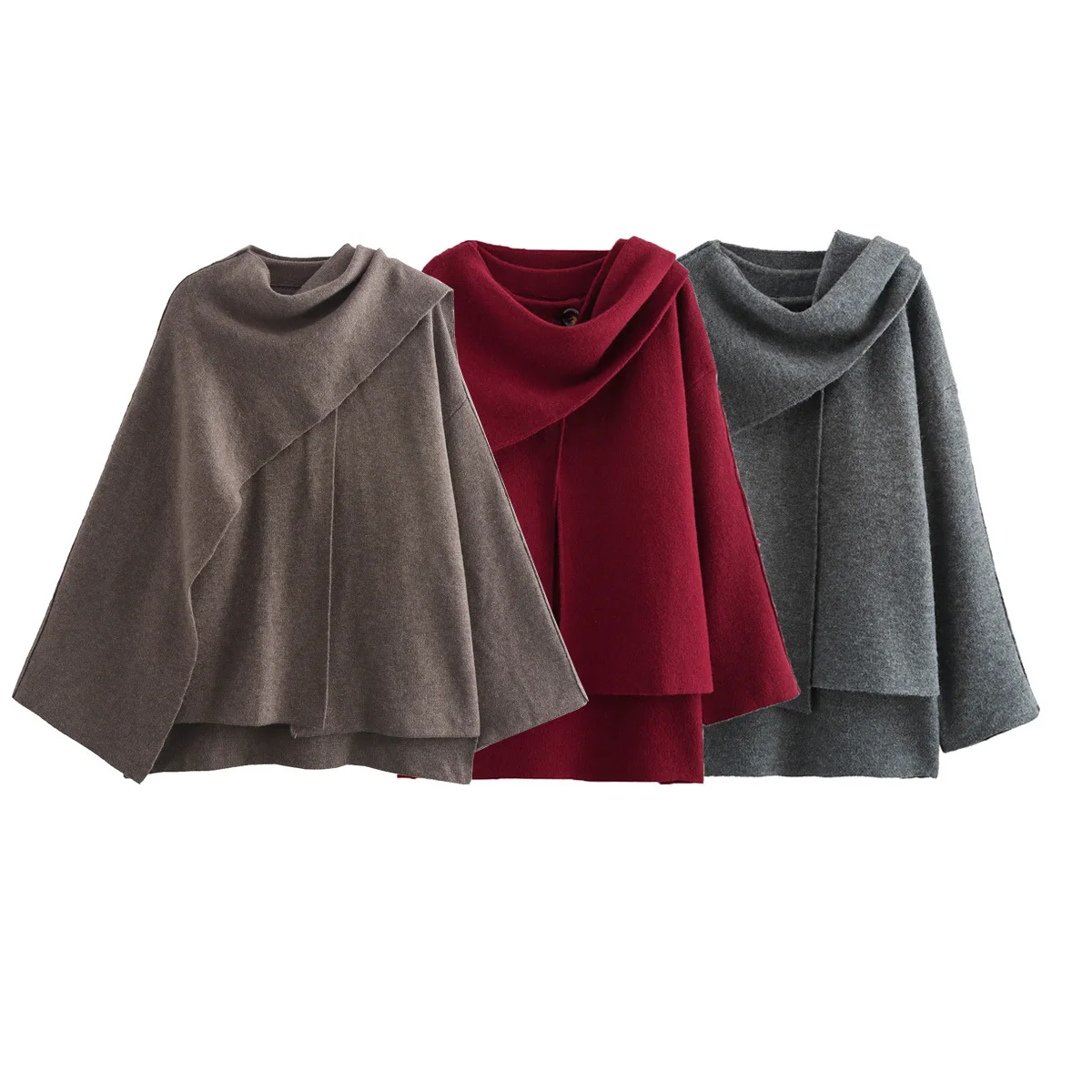 Женский элегантный бордовый свободный плащ пальто 2024 осень-зима теплые