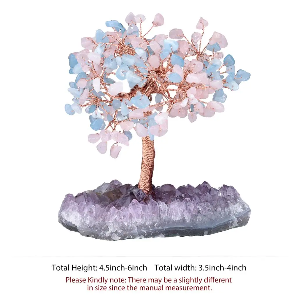 Natural Minerals Crystal Money Tree With Rough Amethyst Cluster Base Healing Gemstone Craft Gift Nordic Home Decoration Ornament