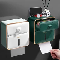 wall mounted toilet paper roll holder paper towel holder waterproof tray for toilet paper storage box tissue box shelf bathroom