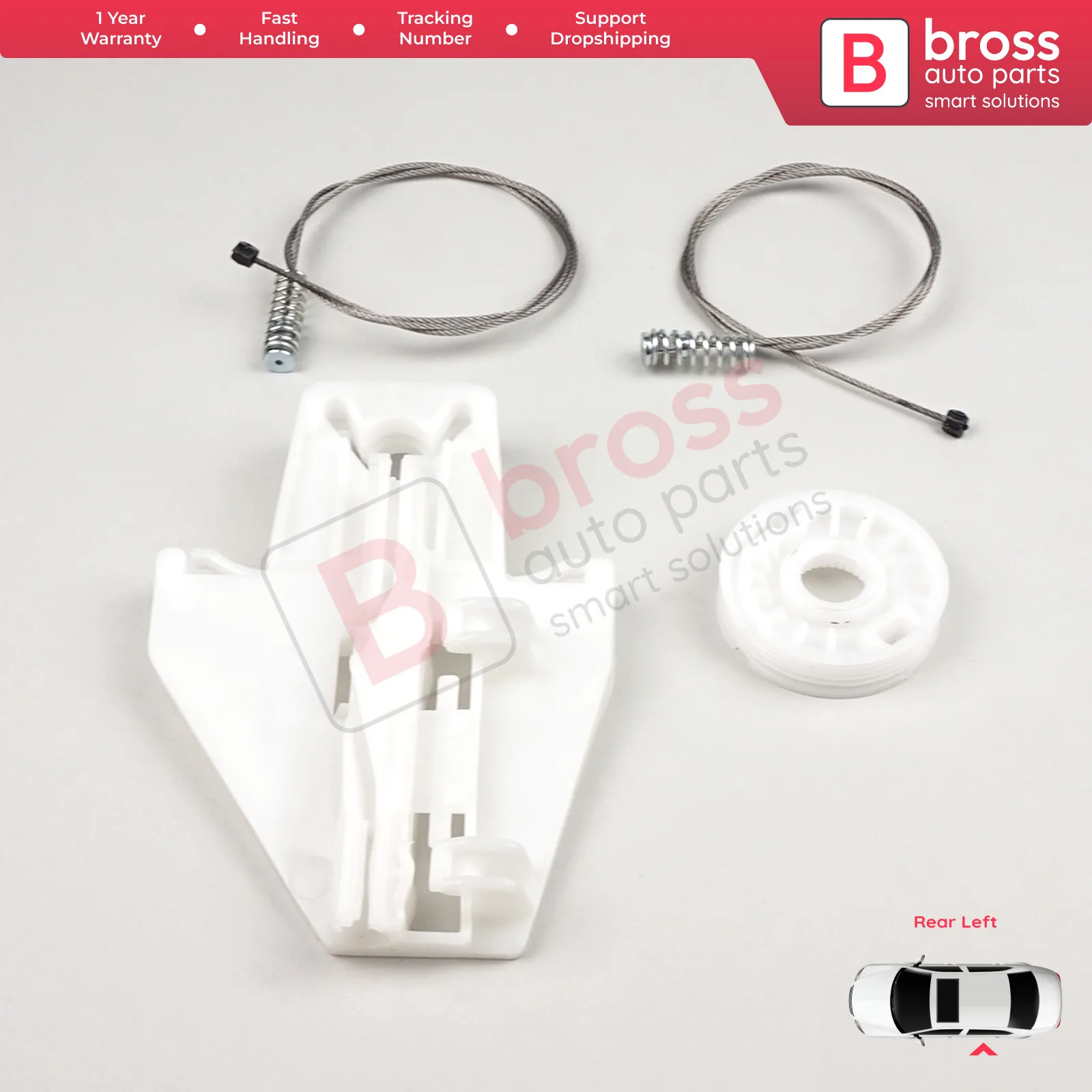 

Bross Auto Parts BWR495 Electrical Power Window Regulator Repair Kit Rear Left Door for Seat Toledo 1998-2004 Fast Shipment