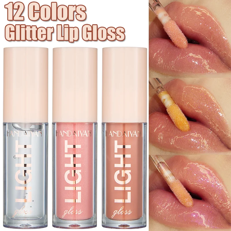 

Glitter Liquid Lipstick Moisturizing Mirror Lip Gloss Shimmer Nude Pink Plumping Lip Oil Waterproof Lasting Non Sticky Makeup