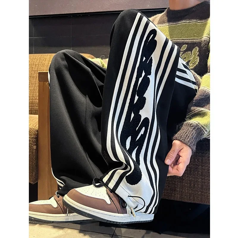 Модные мужские брюки с 3 полосками весенне-осенние универсальные свободные