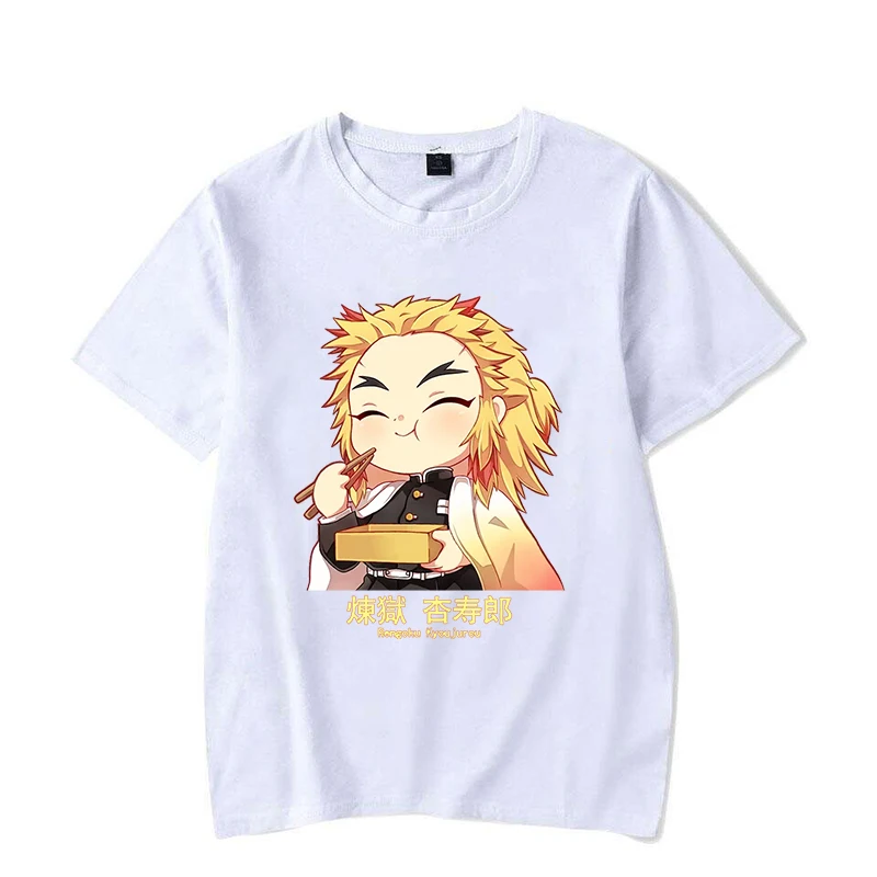 Новые популярные милые футболки Rengoku Kyoujurou с принтом женские повседневные