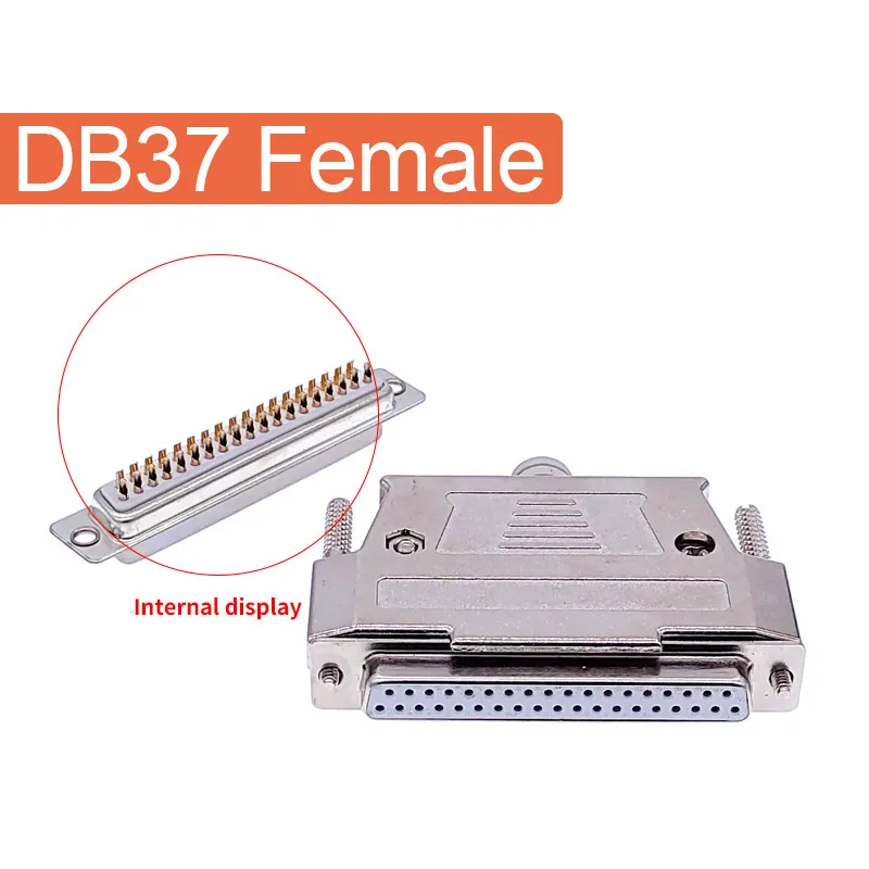 

Металлический разъем DB37, разъем D Sub, позолоченный латунный контактор, 37-контактный разъем с отверстием, гнездовой адаптер, 2-рядный