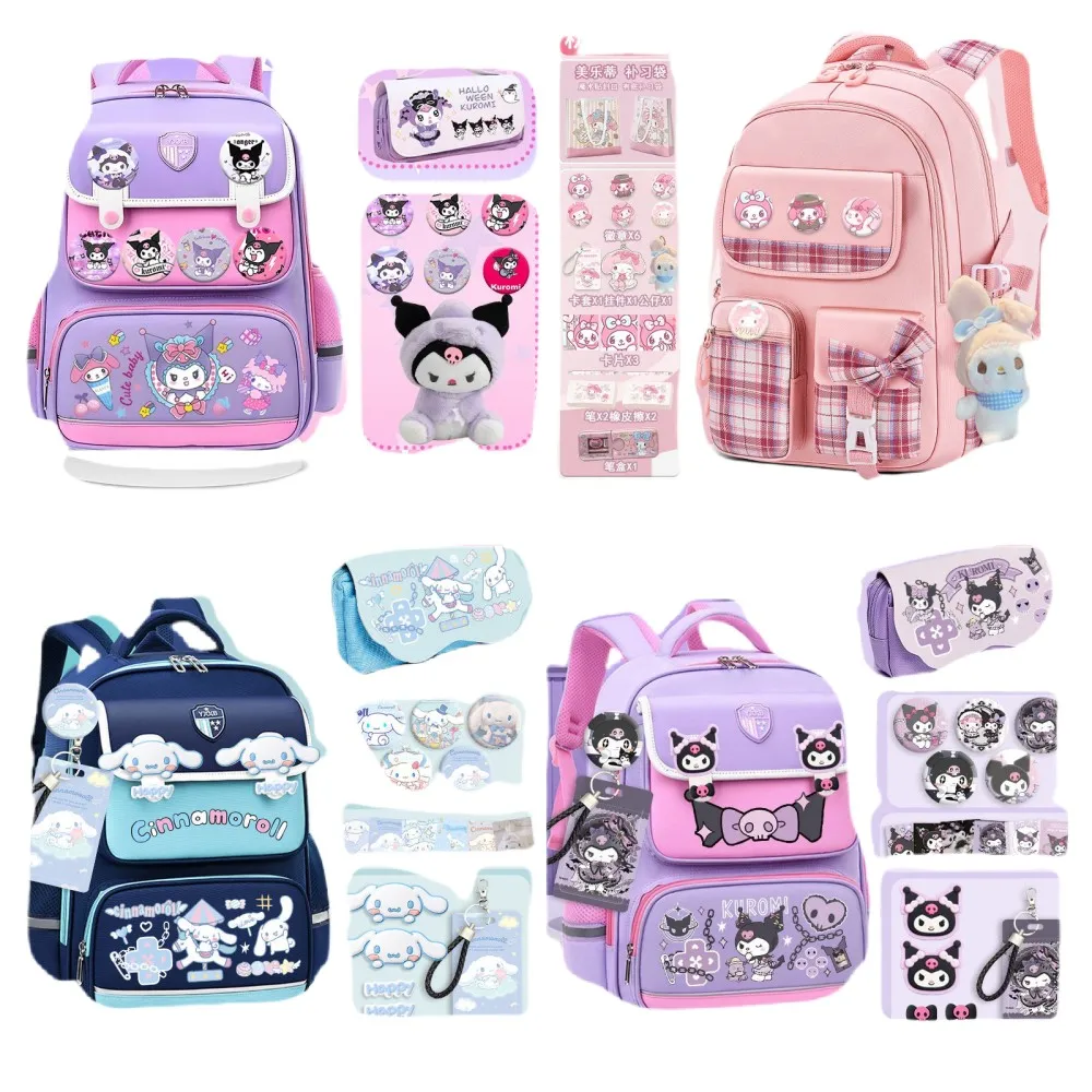 

Sanrios Anime Kawaii My Melody Kuromi Cinnamoroll Girls' Backpack Cartoon Waterproof Ultra Lightweight Large Capacity Schoolbag