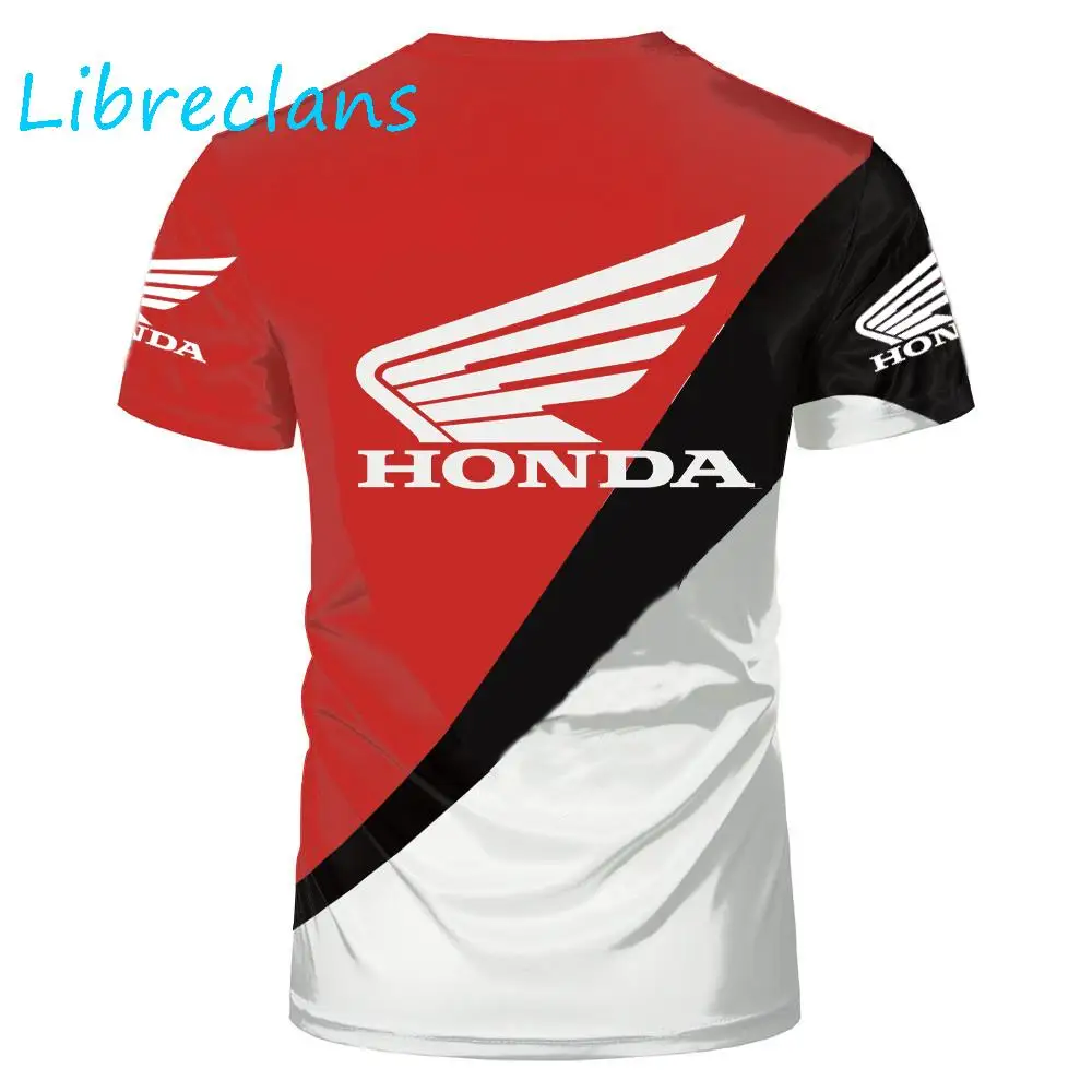 T-shirt col rond pour hommes et femmes Streetwear décontracté surdimensionné avec Honda HRC Racing Car imprimé en 3D |