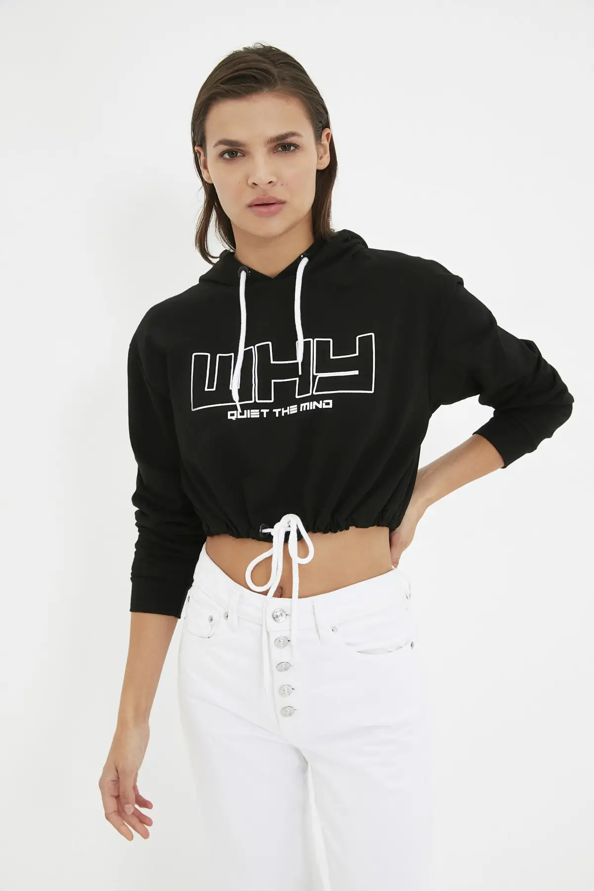

Trendyol Printed Crop Knitted Sweatshirt TWOAW22SW1574