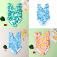 2022 summer flower fruit print one piece swimsuits children swimwear bath and shower baby clothes kids bikini bathing suit 1 5y