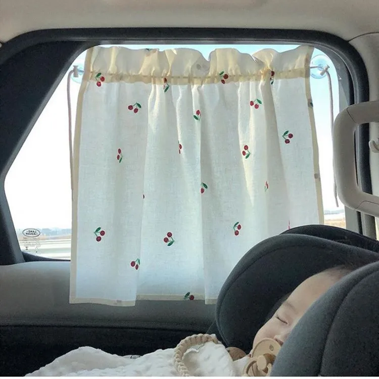 Kawaii Cartoon Baby Car Curtain Embroidered Children Sun Protection Sunshade Window Curtain UV Protection For Kid