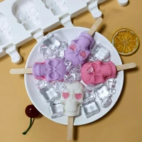2022 creative ice mould skull shape 6 in 1 ice ccube mold home bar party cool whiskey wine ice cream bar tool silicone tray mold