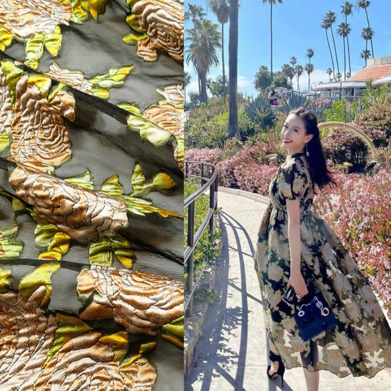 

Organza Jacquard Fabric Summer Thin Wedding Cut Flower Skirt Cloth for Dress Sewing by the Meter Wholesale Free Shipping