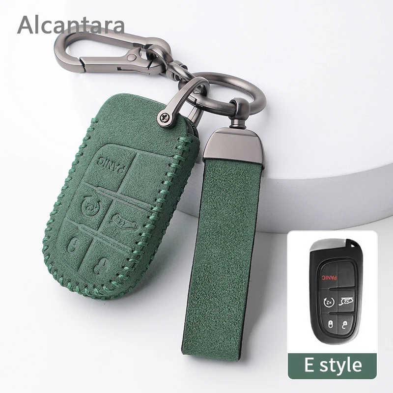 

For Jeep Grand Cherokee WK2 KL Wrangler JK Renegade Commander Alcantara Suede Leather Car Remote Key Case Cover Accessories