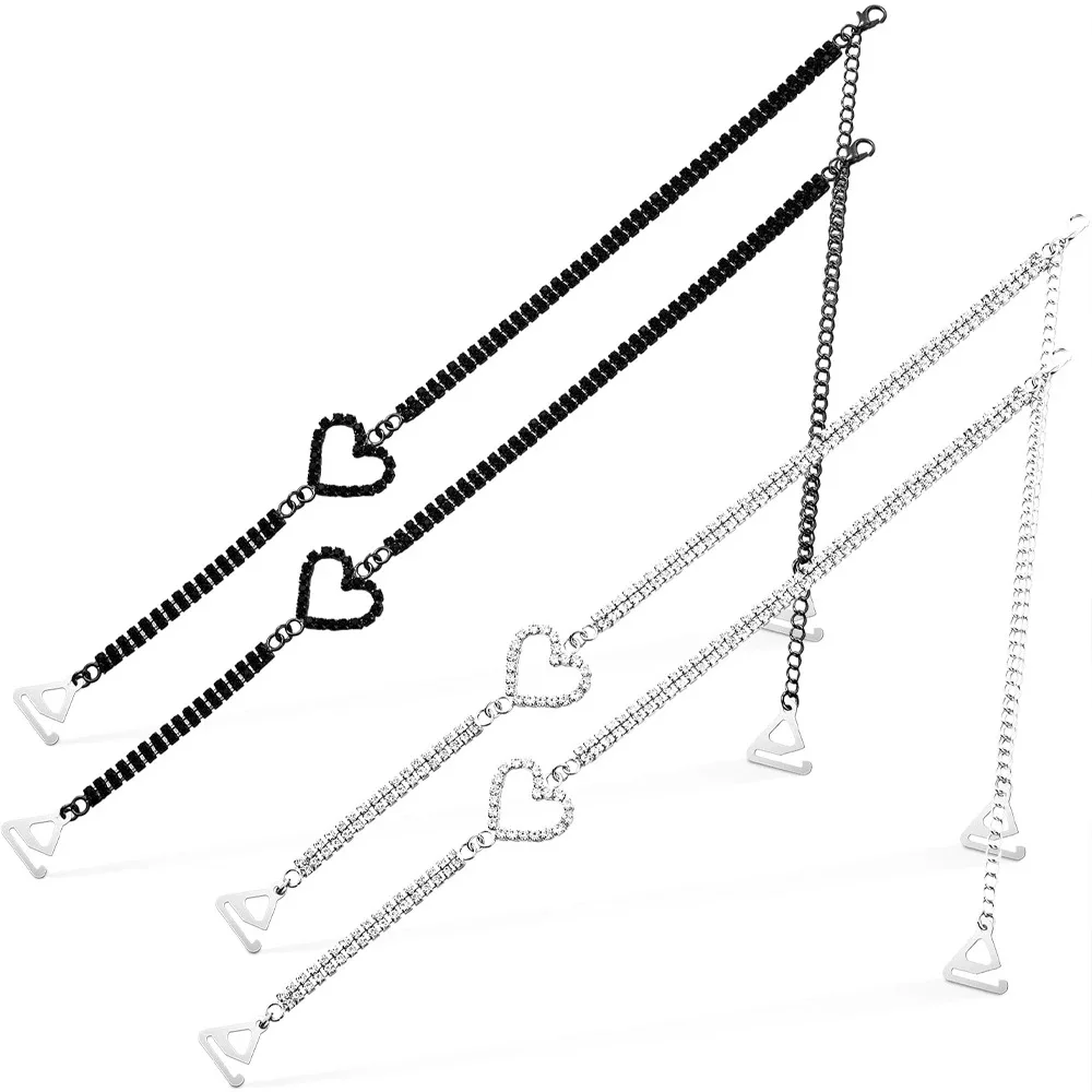 Heart Rhinestone Shoulder Strap Chain Clothing Women Adjustable Evening Dress Crystal Shoulder Chains Body Jewelry Accessories