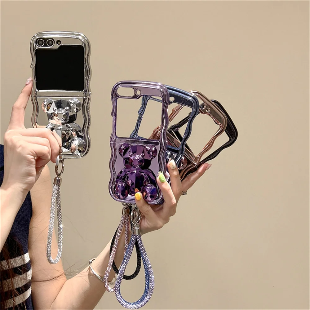 Симпатичный медведь подставка держатель браслет чехол для Samsung Galaxy Z Флип 6 5 4 3