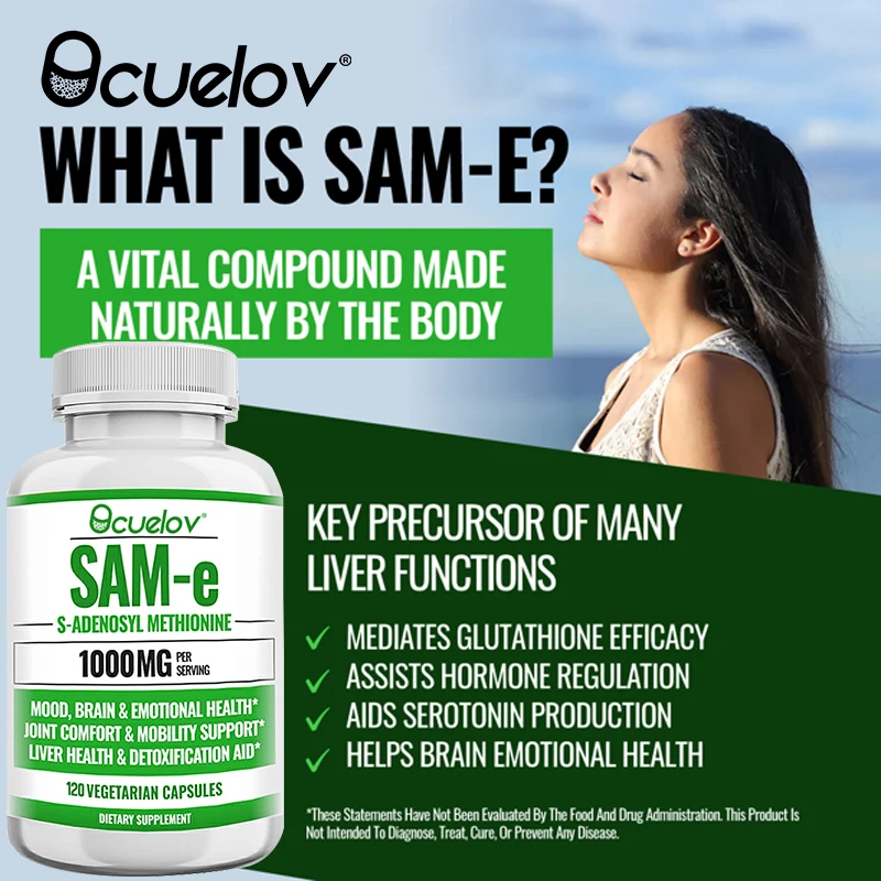 

SAM-e Supplement Non-GMO, Gluten Free Supports Liver Health and Joint Comfort Flexibility Mobility
