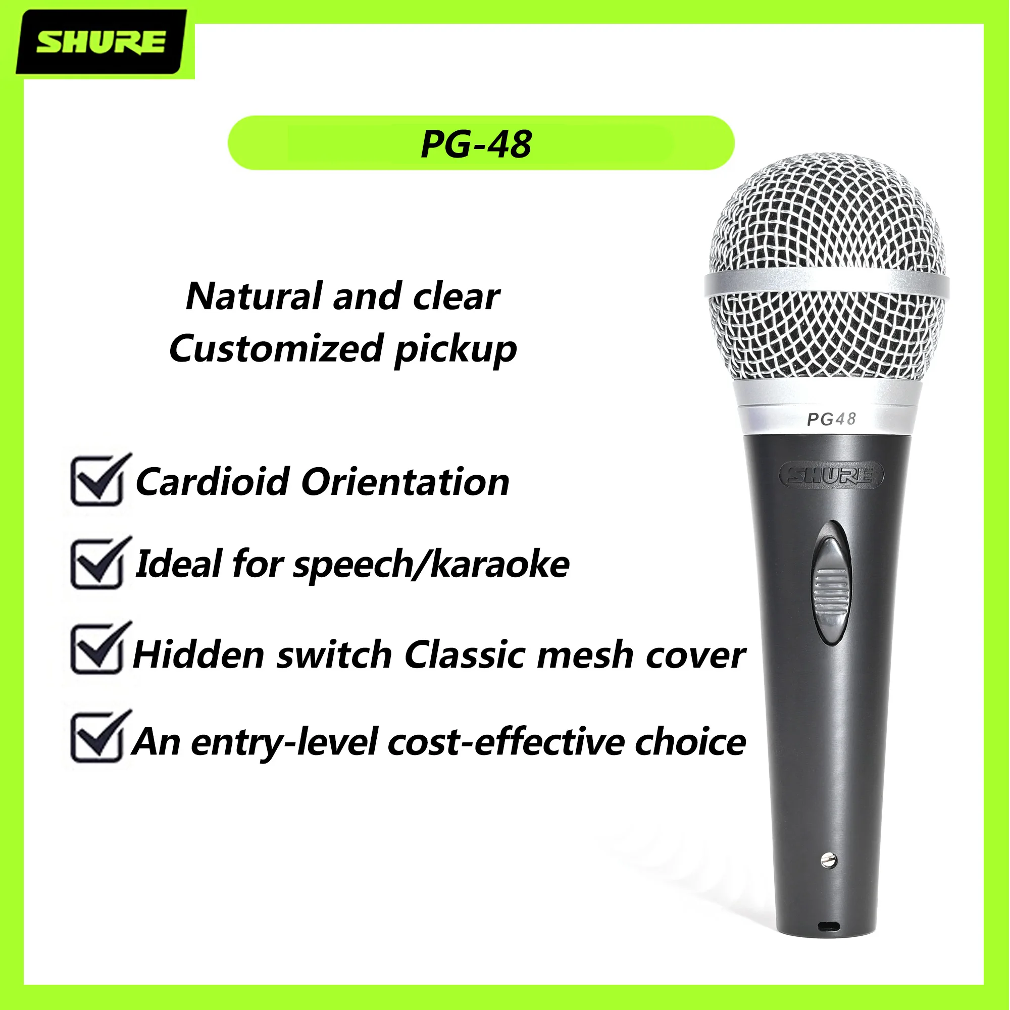 

SHURE PGA48 Classic Live Speech K Song Stage Professional Wired Microphone Dynamic