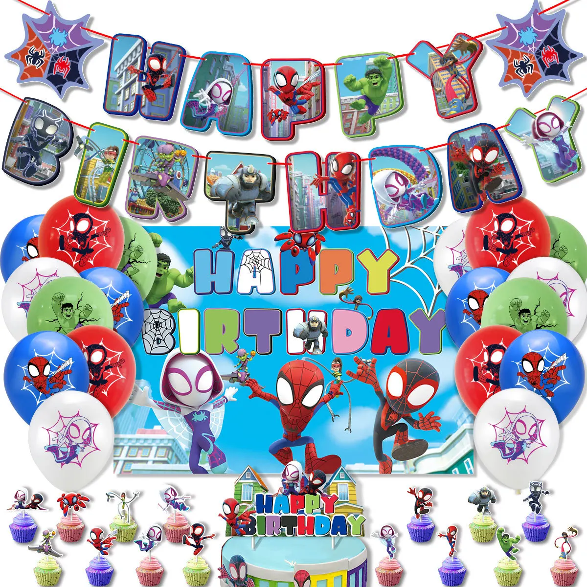 

Супергерой воздушный шар с изображением Человека-паука и его удивительные друзья украшение для дня рождения баннер декорация для детского ...