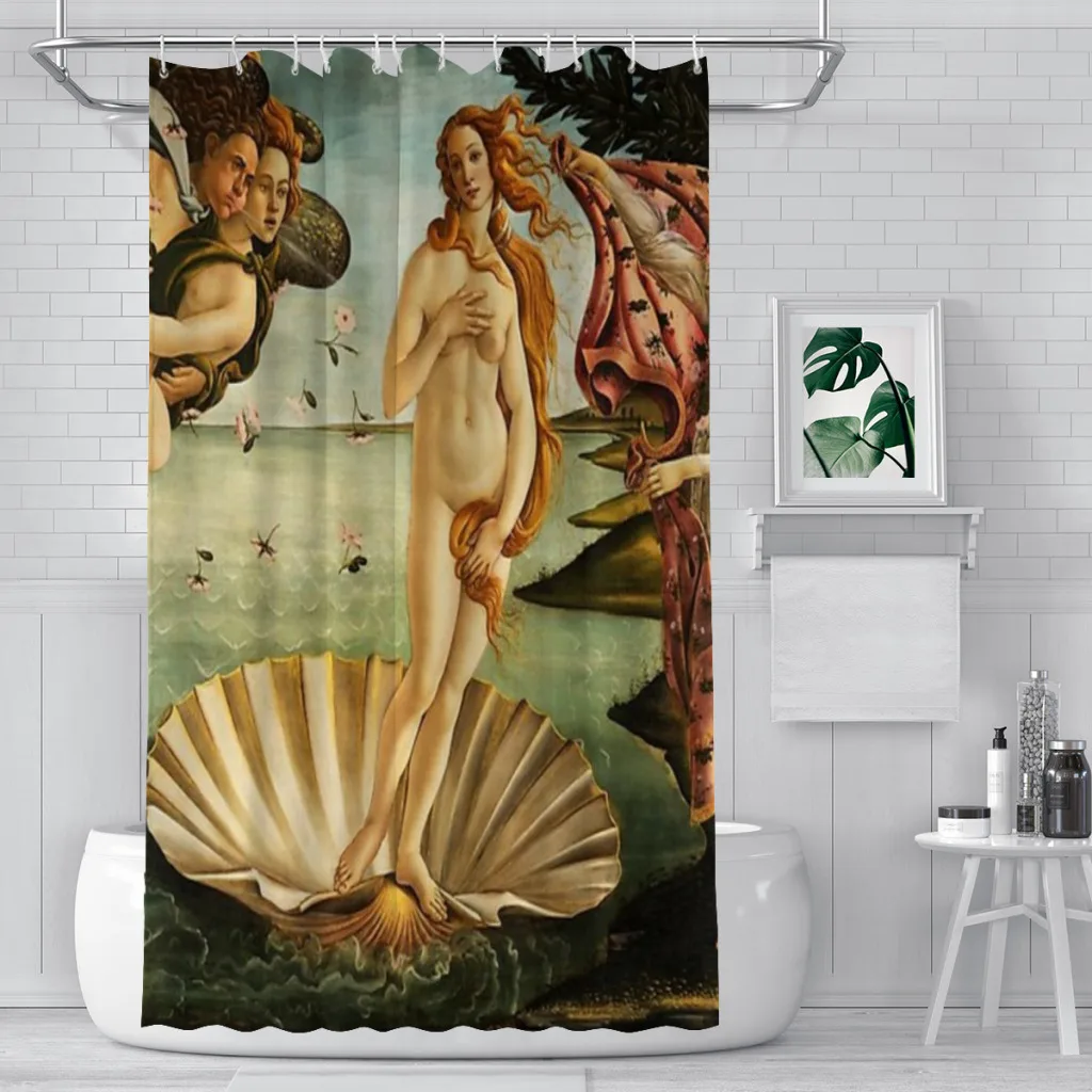 Рождение Венеры от Botticelli Занавеска для душа Пейзажная занавеска ванны с крючками