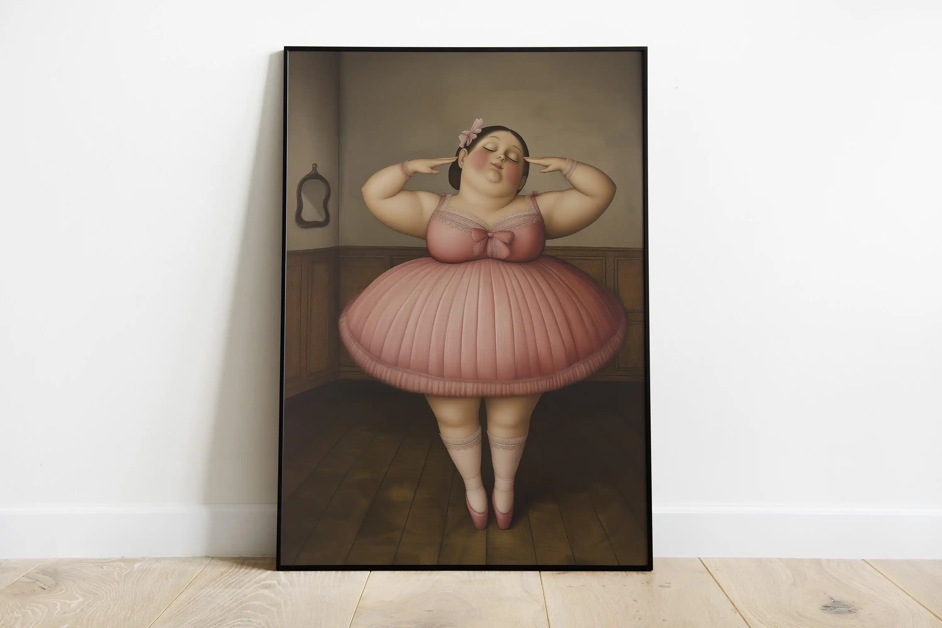 Настенный плакат &quotBotero Ballet Pink Dress Body Comedic Funny Fat Ginger Cat Boy&quot