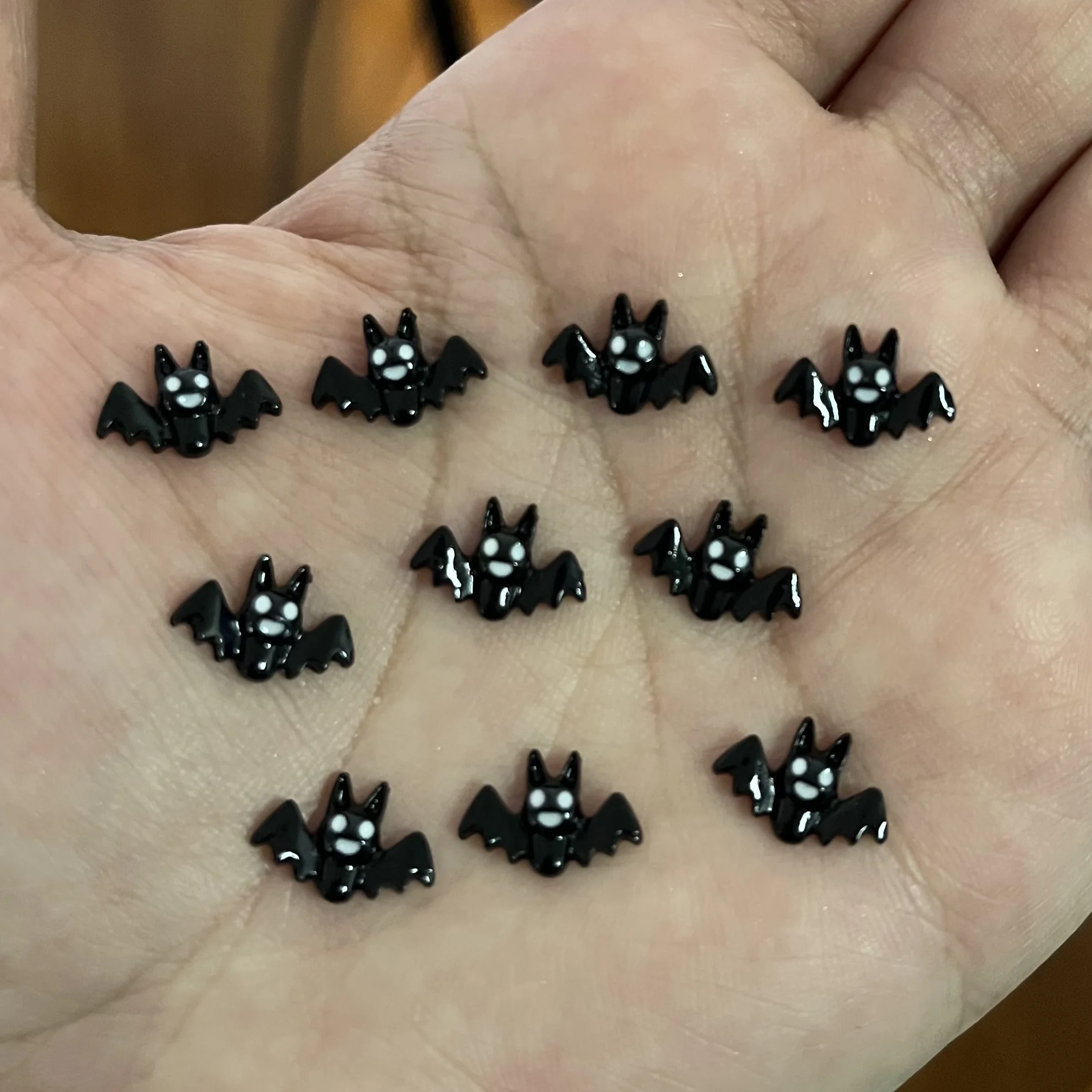 

10Pcs Halloween Black Color Bat Shape Nail Charms Cute Mini New Halloween Bat Nail Rhinestones Alloy Punk Manicure DIY Jewelry *