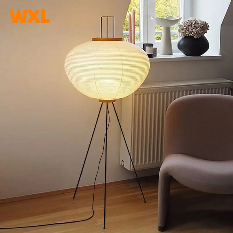 

Chinese LED floor lamp, rice paper creative retro restaurant floor lamp, creative study white LED floor lamp