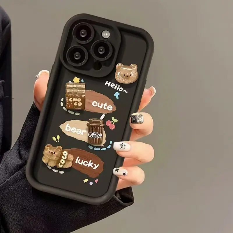 Фото Чехол для телефона 3D Bear Coffee для Honor X7C X9C Smart X8C X8B X7B X6B X5B X8A X7A X6A X8 X7 X6 Magic 5 6 7 90 Lite, матовый чехол из ТПУ №2