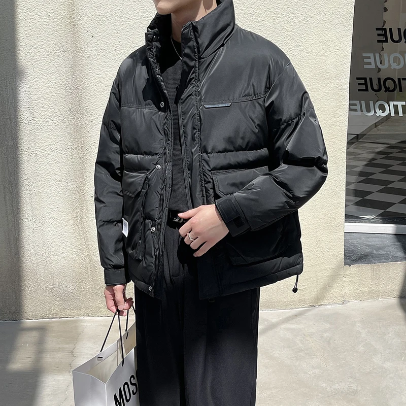 Winter Jacket Men Warm Fashion Black White Thickened Down Jacket Street Dress Korean Loose Thick Short Coat Mens Parker Clothes