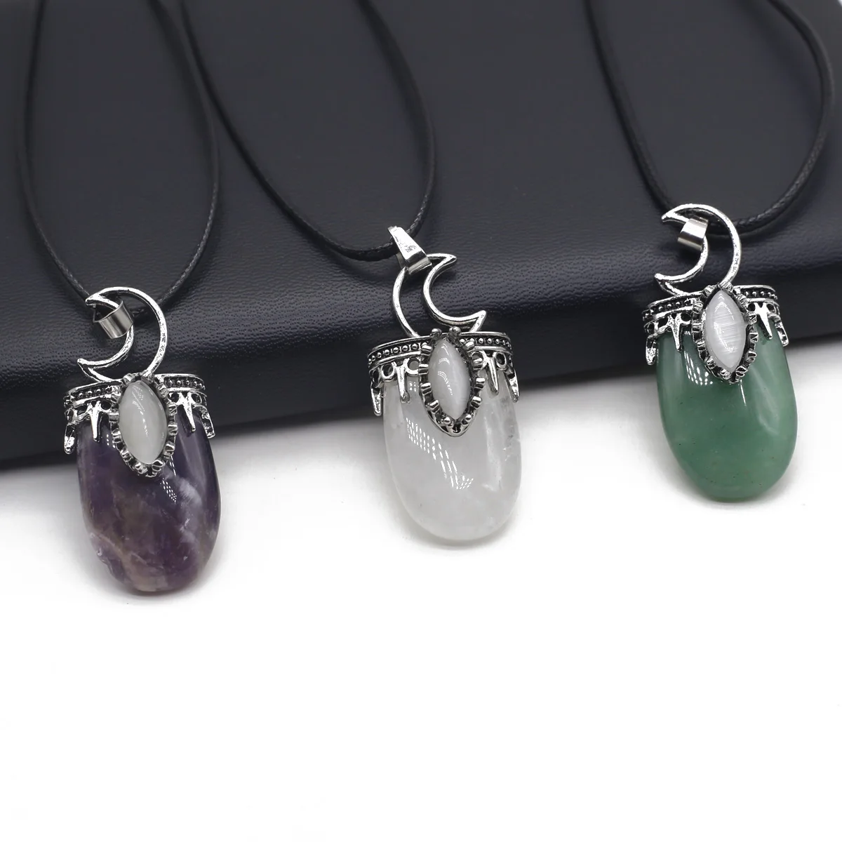 

Fine Natural Stone Amethysts Pendant Necklace Lapis lazuli Antique Silver Alloy Necklace Jewelry for Women Reiki Healing Gifts