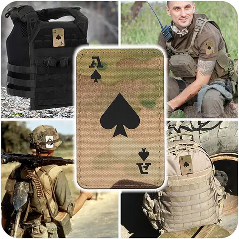 ИК-светоотражающий покерный Ace of Spades, тактический рюкзак для мораля, нейлоновая ткань, лазерные светящиеся нашивки «сделай сам», для одежды