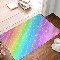 rainbow colorful doormat printed polyeste bathroom kitchen floor mat home rug carpet vertical lines pattern decoration area rugs