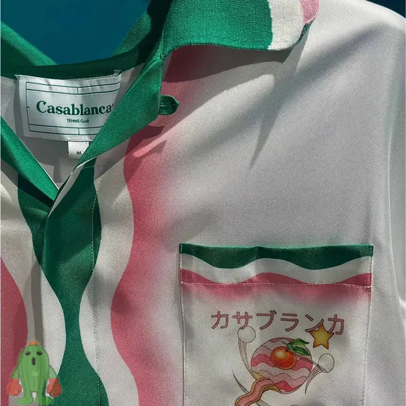 Preppy Style Suit CASABLANCA Shirts 100% Silk Table Tennis Club Men Women Casual Shorts Suit