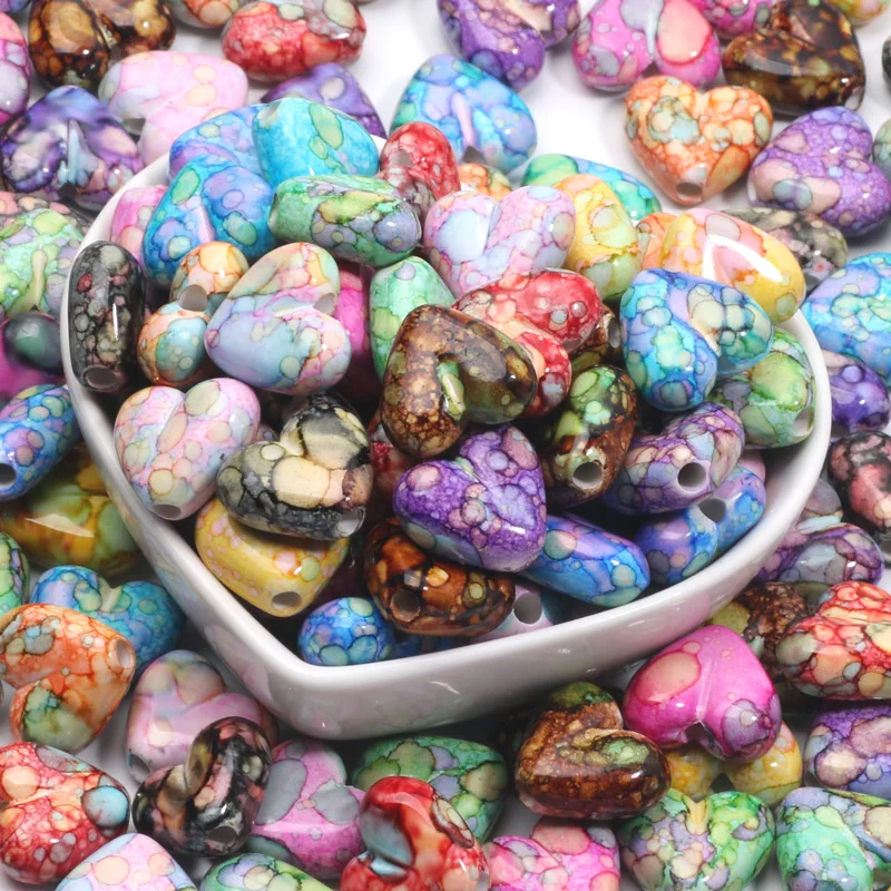 Цветные акриловые бусины в форме сердца насыпные бусины-разделители для