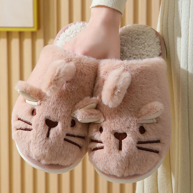 

Cute Bunny Furry Slippers Women Girls Cartoon Indoor Shoes Ladies 2023 Home Fluffy Slides Cheap Fur Flat Mules Shoes