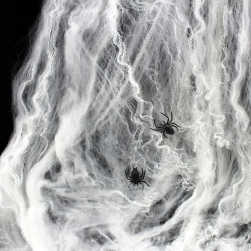 Halloween Decorations Artificial Spider Web Super Stretch Cobwebs with Fake Scary Party Scene Decor Horror House Props