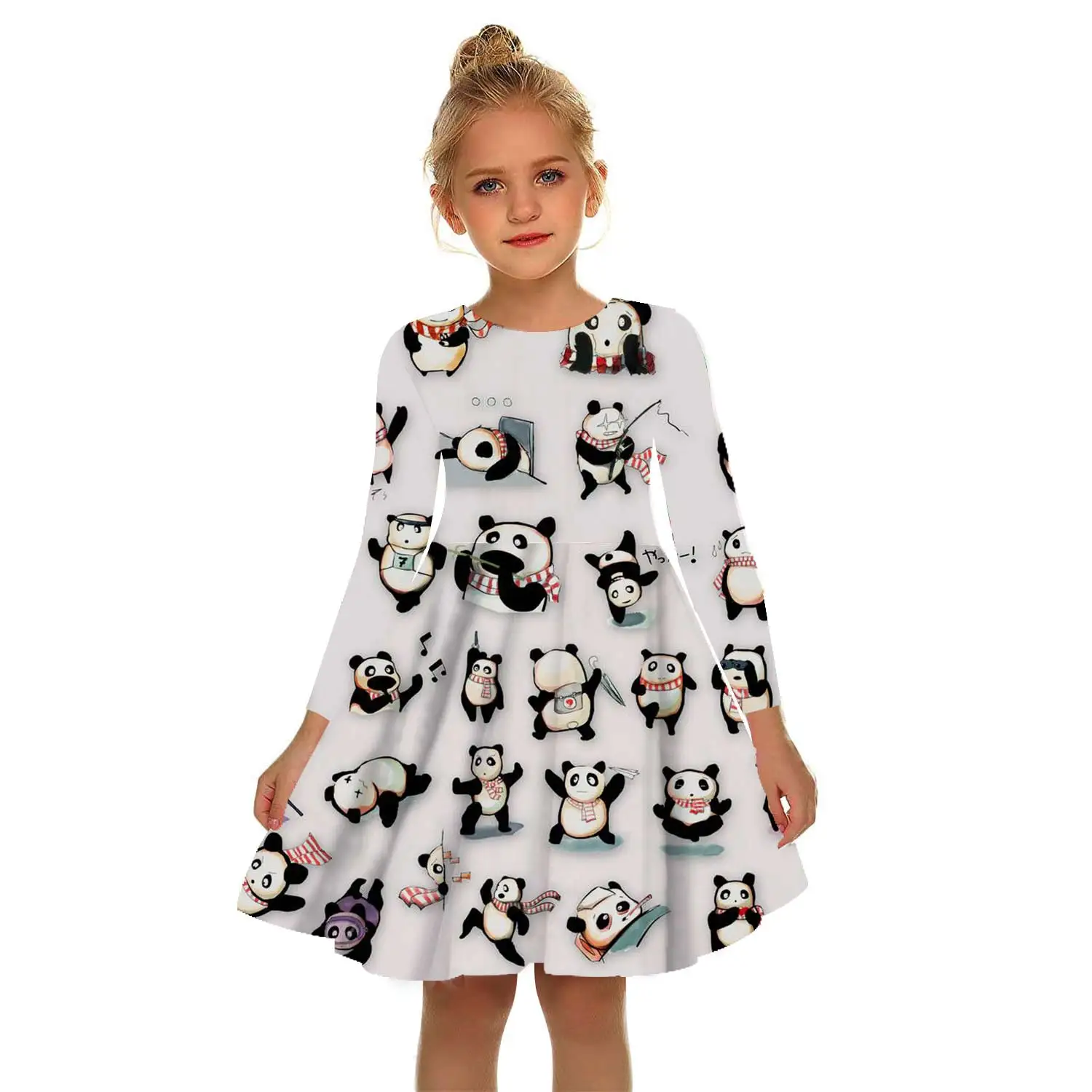 Летнее красивое платье для девочек с 3d принтом панды белое принцессы
