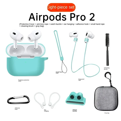 Силиконовые чехлы для Airpods 1/2, роскошный защитный чехол для беспроводных наушников, комплект из 8 шт., противоударный чехол с крючком и ремешком