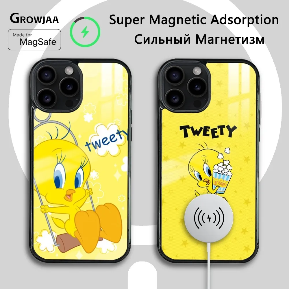 Милый чехол для телефона T-Tweety Bird iPhone 16 15 14 13 12 11 Pro Max Plus Mini новый зеркальный
