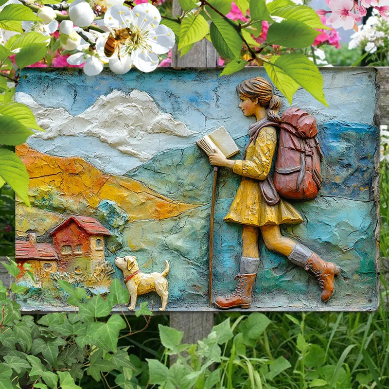 Декор комнаты алюминиевые настенные рисунки походная девушка с собакой