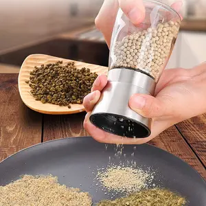 1pc stainless steel salt and pepper mill grinder spice herp glass muller hand mill grinding bottle kitchen gadgets glass tools free global shipping