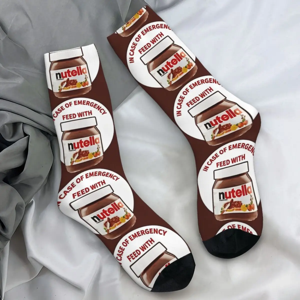 In Case Of Emergency Feed With Nutella Socks Italian Trendy Stockings Spring Anti Skid Men Breathable Running Sports