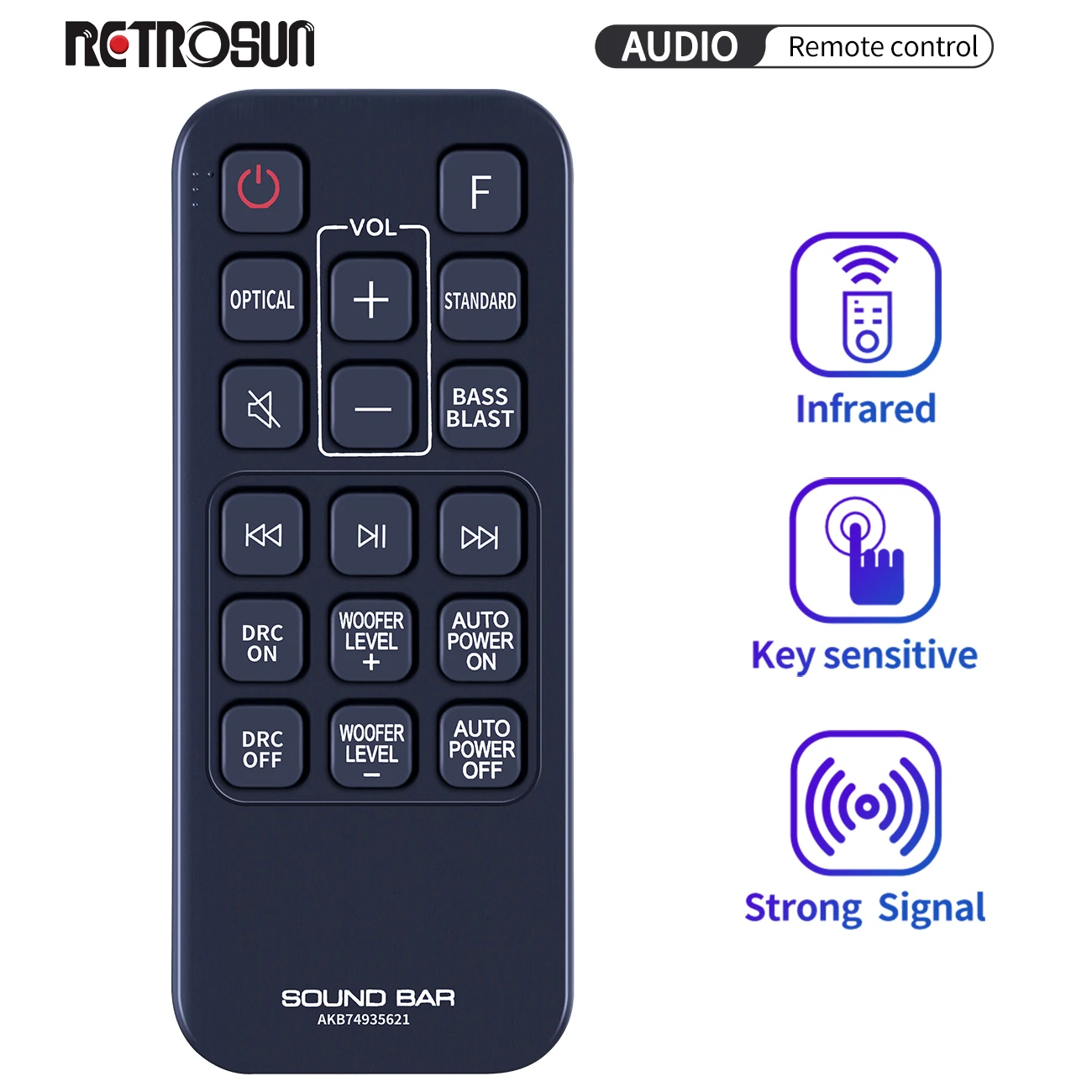 

New AKB74935621 Replacement Remote Control Applicable for LG Sound Bar SJ2 SJ2.AEUSLLK SJ2.DEUSLLK