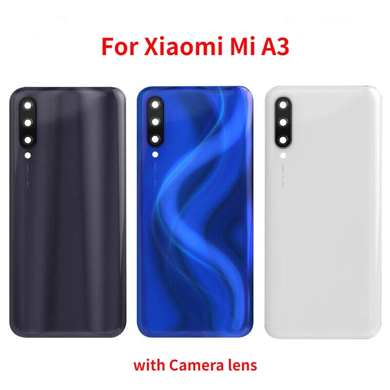 Задняя крышка корпуса задняя крышка для Xiaomi Mi A3 M1906F9SH M1906F9SI Задняя стеклянная крышка батарейного отсека с объективом камеры