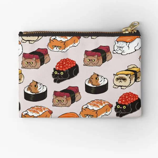 

Sushi Persian Cat Zipper Pouches Small Packaging Men Underwear Key Panties Money Bag Pocket Cosmetic Pure Wallet Women Storage