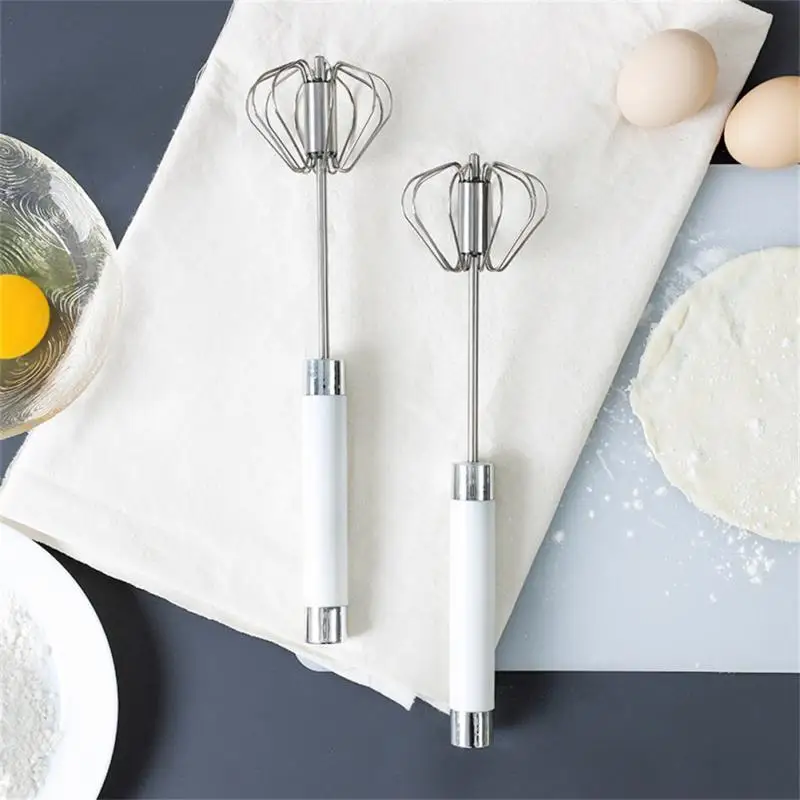 

Semi-automatic Egg Beater 304 Stainless Steel Whisk Manual Mixer Household Rotating Egg Beater Self Turning Egg Stirrer Egg Tool