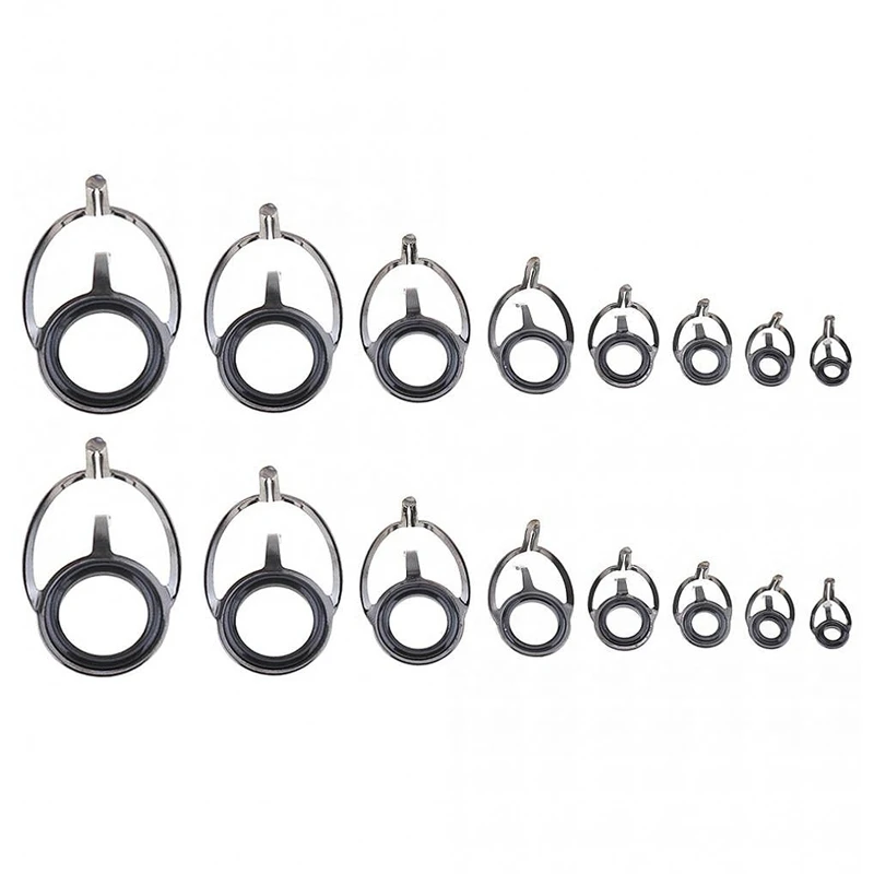 

16 Pcs Fishing Rod Guide Oval Fishing Rod Eyes Guides Line Rings Pole Repair Kit Mixed Size Double Leg Rings