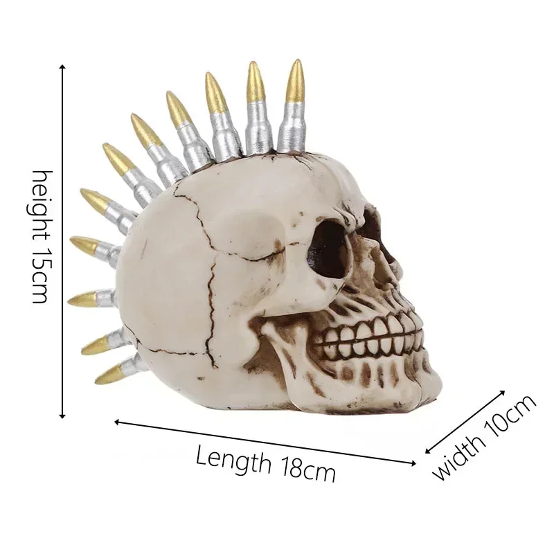 Голова черепа из смолы VILEAD 15 см с пулей ручная работа индивидуальное украшение
