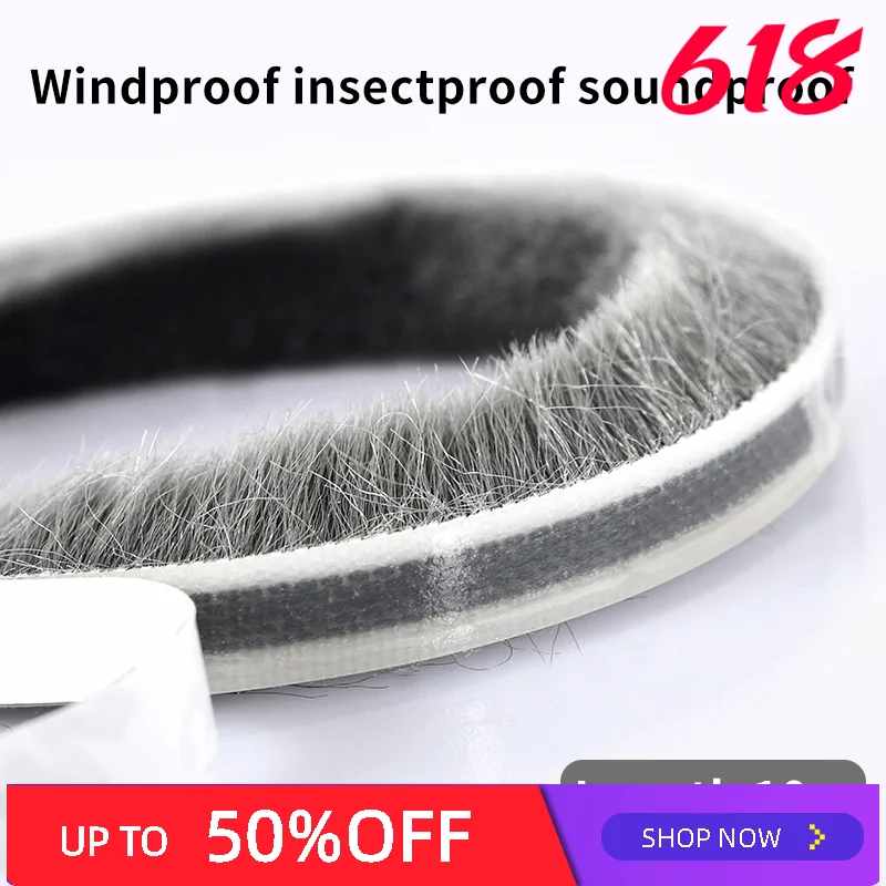 

10M Elastic straight hair sealing strip Door Groove Nylon Pile Brush Seal dustproof weatherstrip window light gap filler blocker