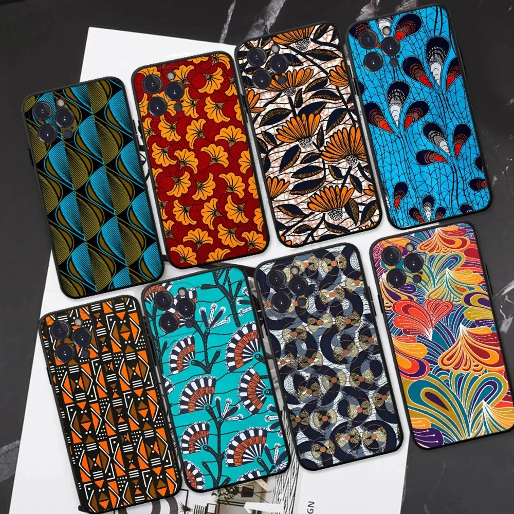 

African Fashion Fabric Phone Case For iPhone 15 14 11 12 13 Mini Pro XS Max Cover 6 7 8 Plus X XR SE 2020 Funda Shell