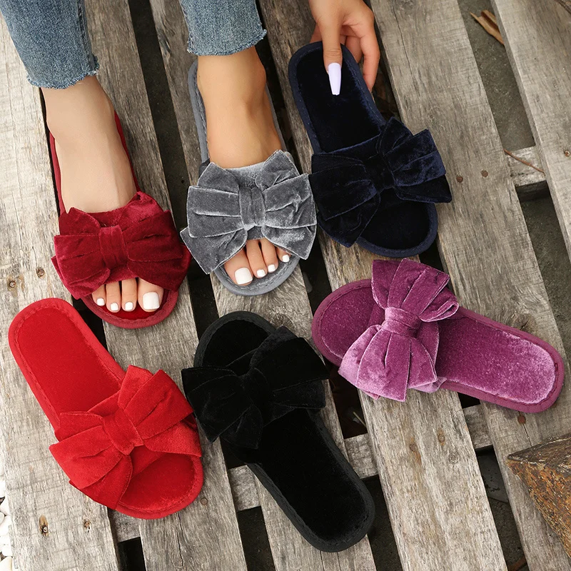 

COOTELILI 2023 New Fashion Slippers Women Winter Keep Warm Shoes For Women Heart Decoration With Plush Flat Heel Size 36-41